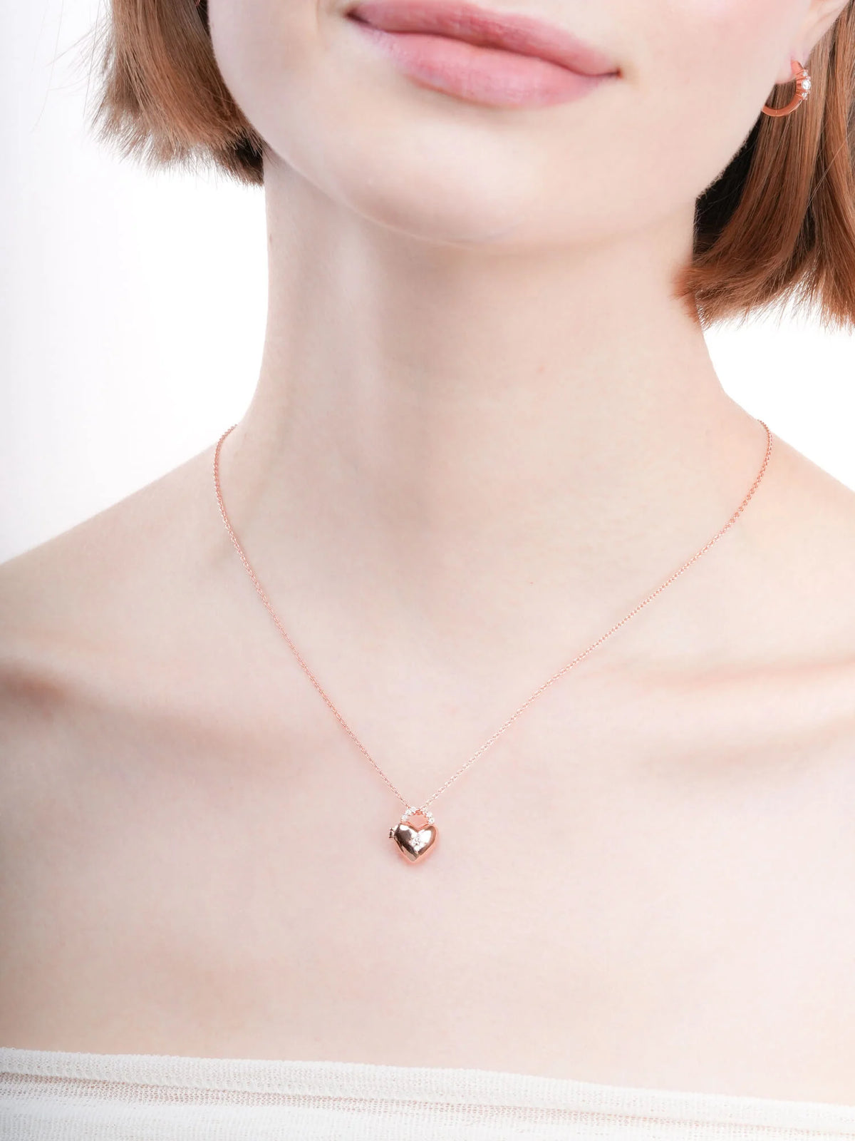Clover Heart Locket Necklace