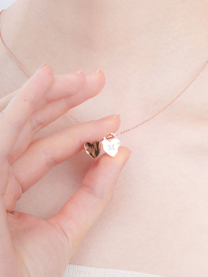Clover Heart Locket Necklace 18K Rose Gold (2) – Mondays Made Flower & Birthstone Jewelry Singapore