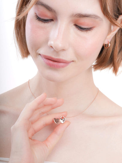 Clover Heart Locket Necklace 18K Rose Gold (3) – Mondays Made Flower & Birthstone Jewelry Singapore