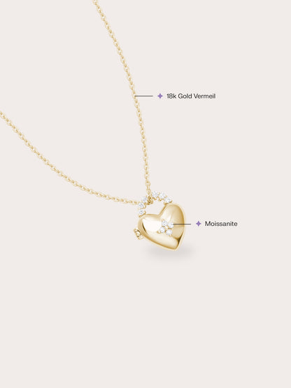 Clover Heart Locket Necklace 18K Gold (1) – Mondays Made Flower & Birthstone Jewelry Singapore