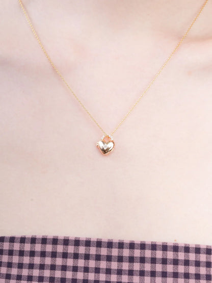 Clover Heart Locket Necklace