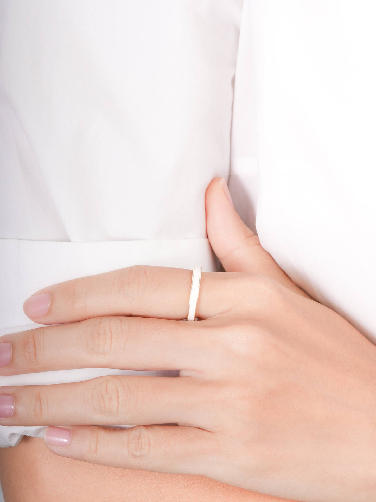 Cream Enamel Moissanite Band - Reversible