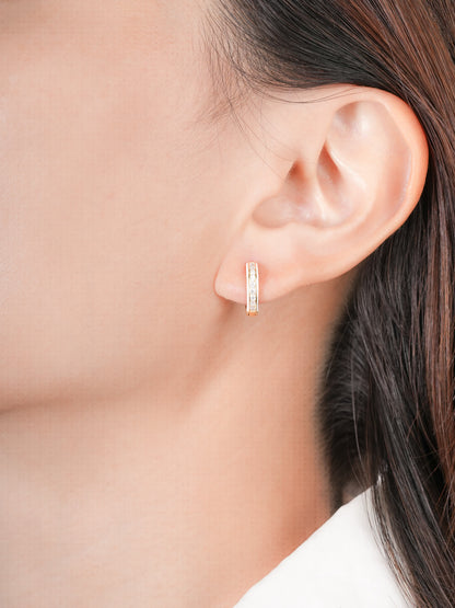 Cream Enamel Moissanite Huggie Earrings Reversible (3) – Mondays Made Flower & Birthstone Jewelry Singapore