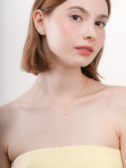 Cream Seashell Necklace Reversible Enamel Moissanite 18K Gold (1) – Mondays Made Flower & Birthstone Jewelry Singapore
