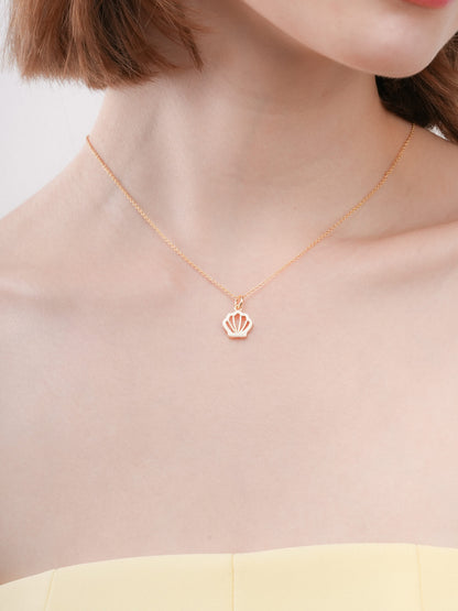 Cream Seashell Necklace Reversible Enamel Moissanite 18K Gold (2) – Mondays Made Flower & Birthstone Jewelry Singapore