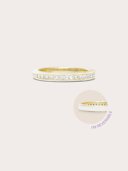 Cream Enamel Moissanite Band Reversible (6) – Mondays Made Flower & Birthstone Jewelry Singapore