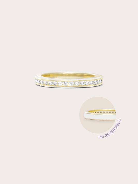 Cream Enamel Moissanite Band - Reversible
