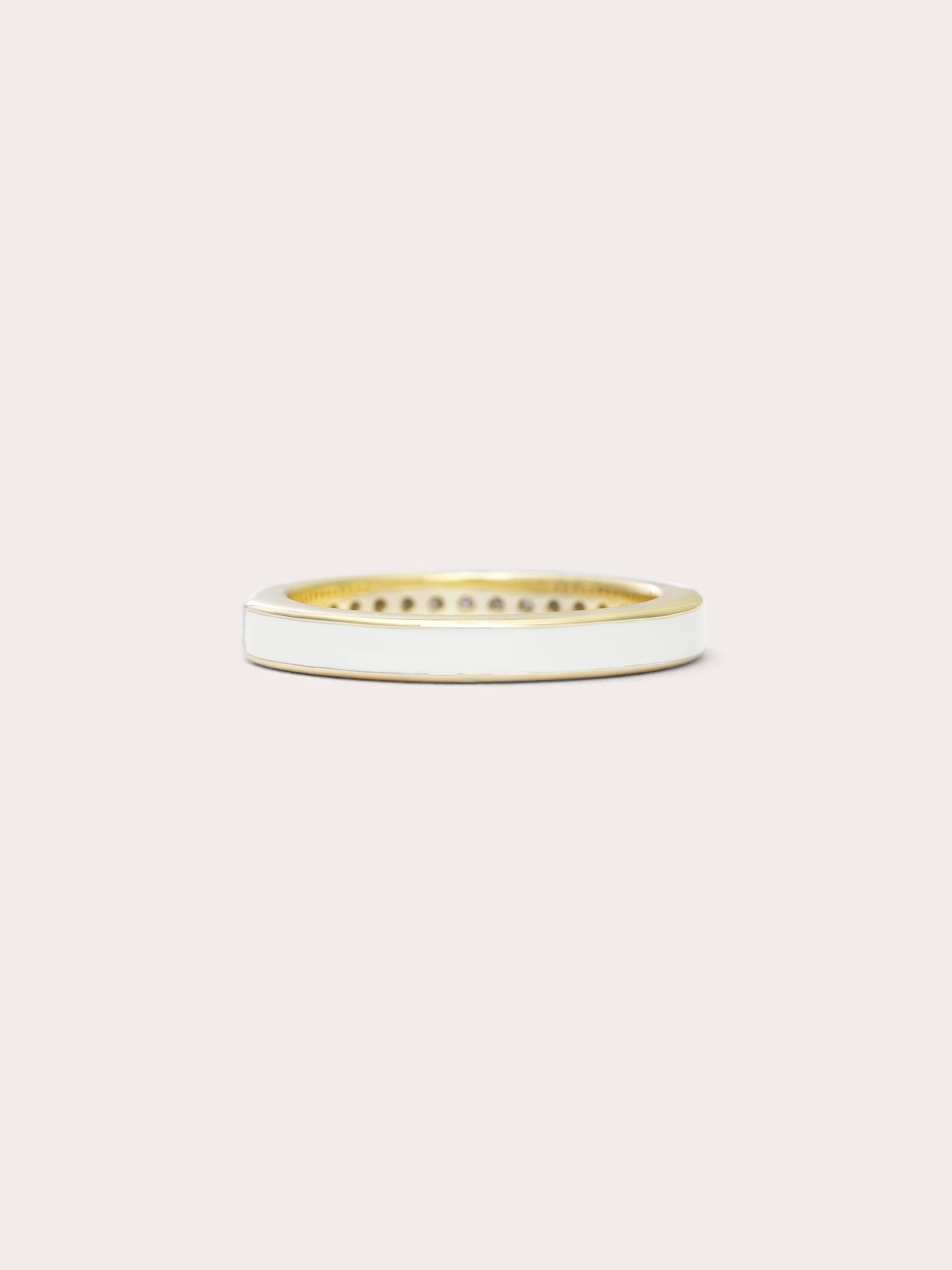 Cream Enamel Moissanite Band - Reversible