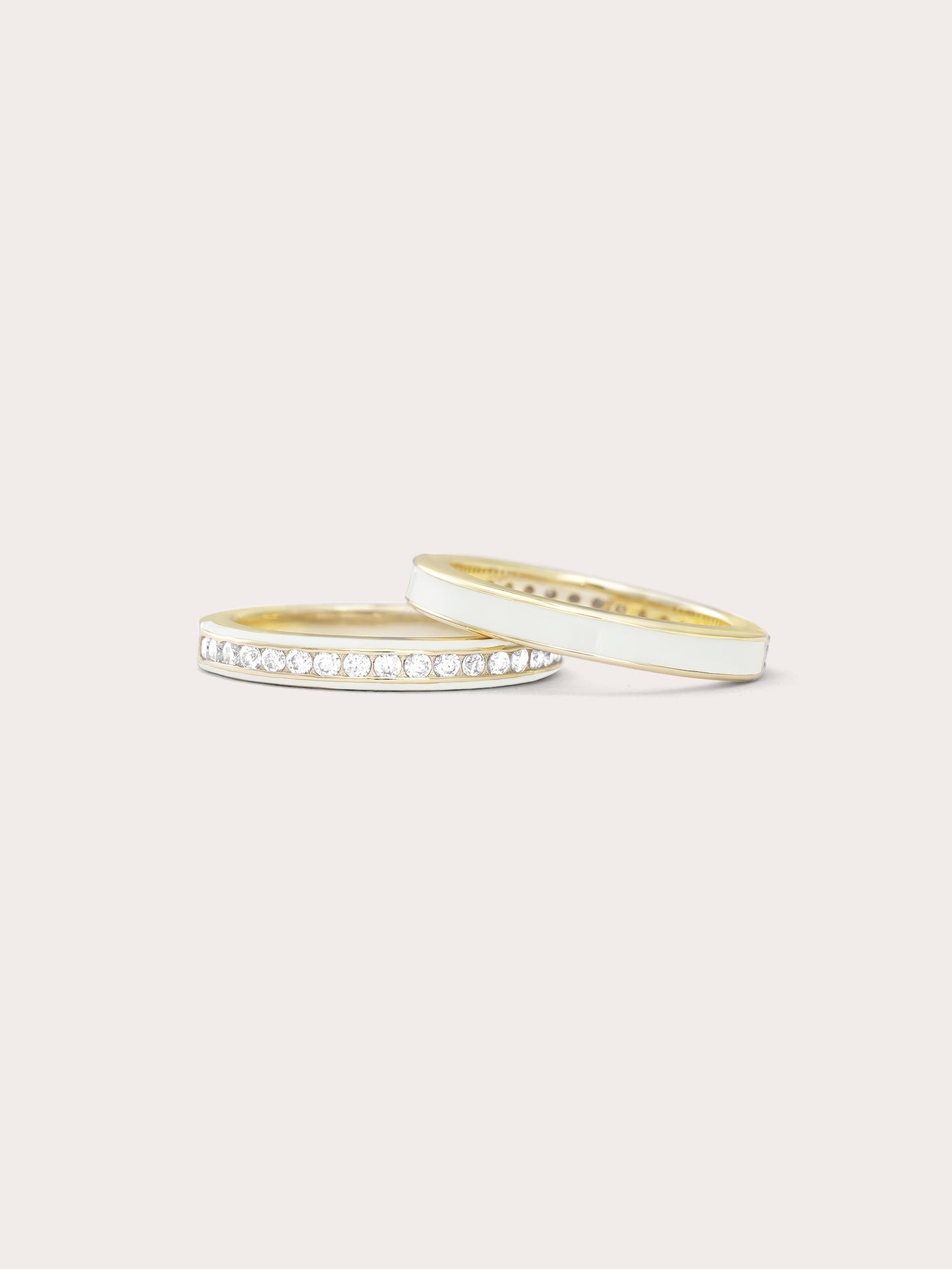 Cream Enamel Moissanite Band - Reversible