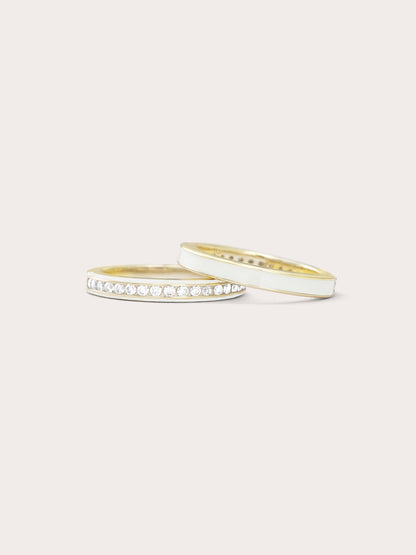 Cream Enamel Moissanite Band Reversible (7) – Mondays Made Flower & Birthstone Jewelry Singapore