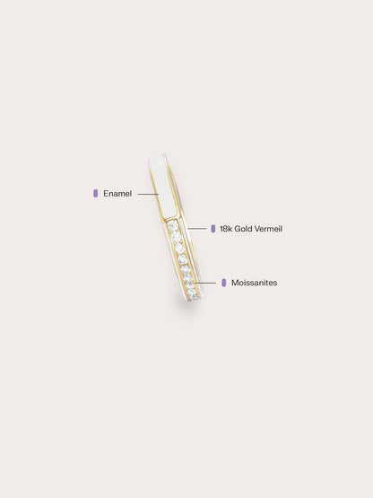 Cream Enamel Moissanite Band Reversible (8) – Mondays Made Flower & Birthstone Jewelry Singapore