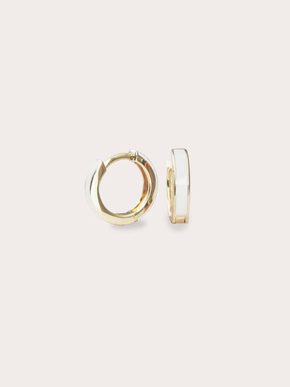 Cream Enamel Moissanite Huggie Earrings Reversible (5) – Mondays Made Flower & Birthstone Jewelry Singapore