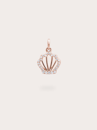Cream Seashell Charm Reversible Enamel Moissanite 18K Rose Gold (3) – Mondays Made Flower & Birthstone Jewelry Singapore