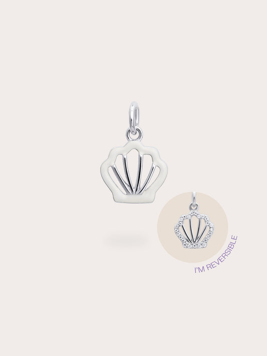 Cream Seashell Charm - Reversible Enamel Moissanite