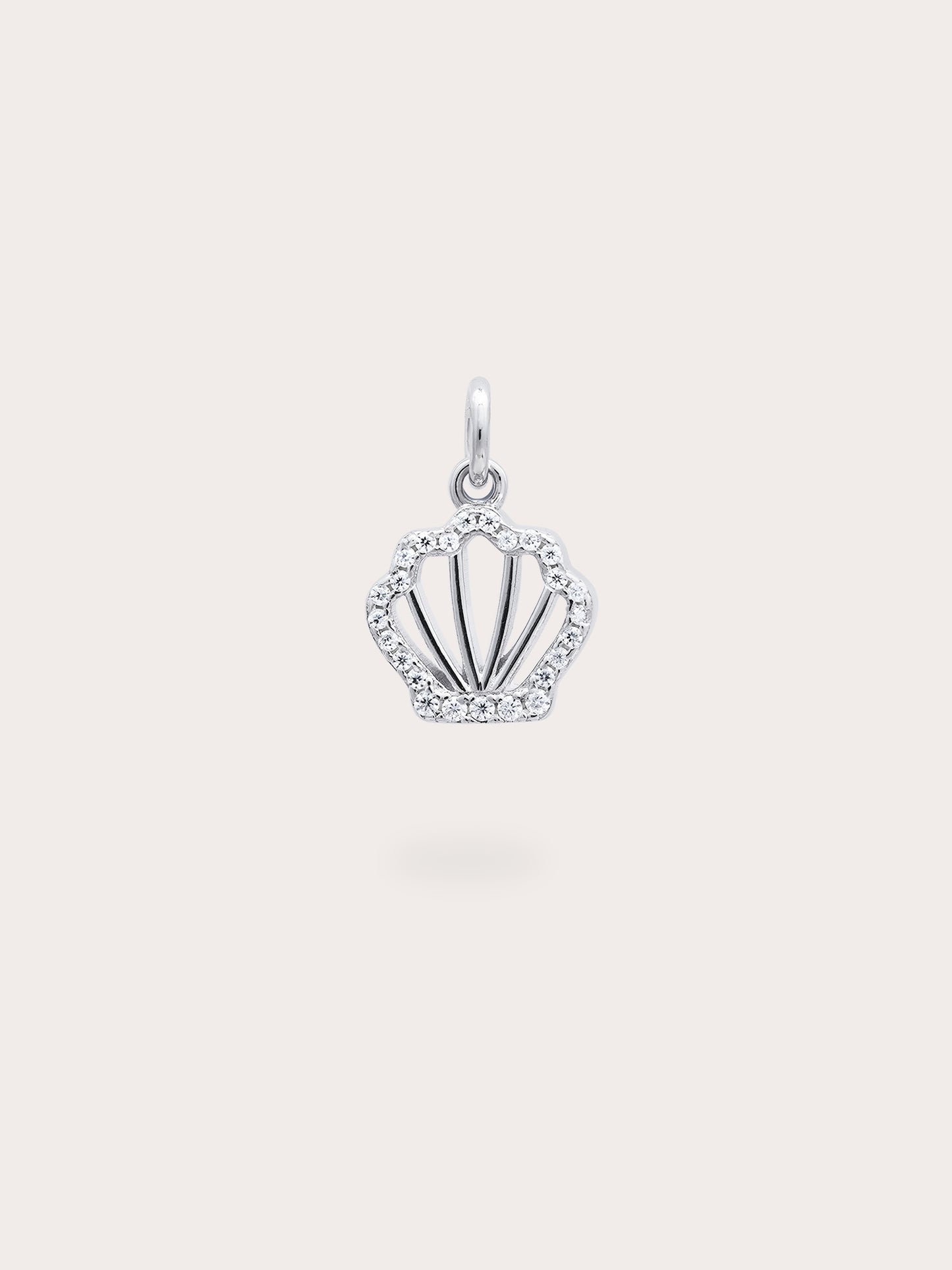 Cream Seashell Charm - Reversible Enamel Moissanite