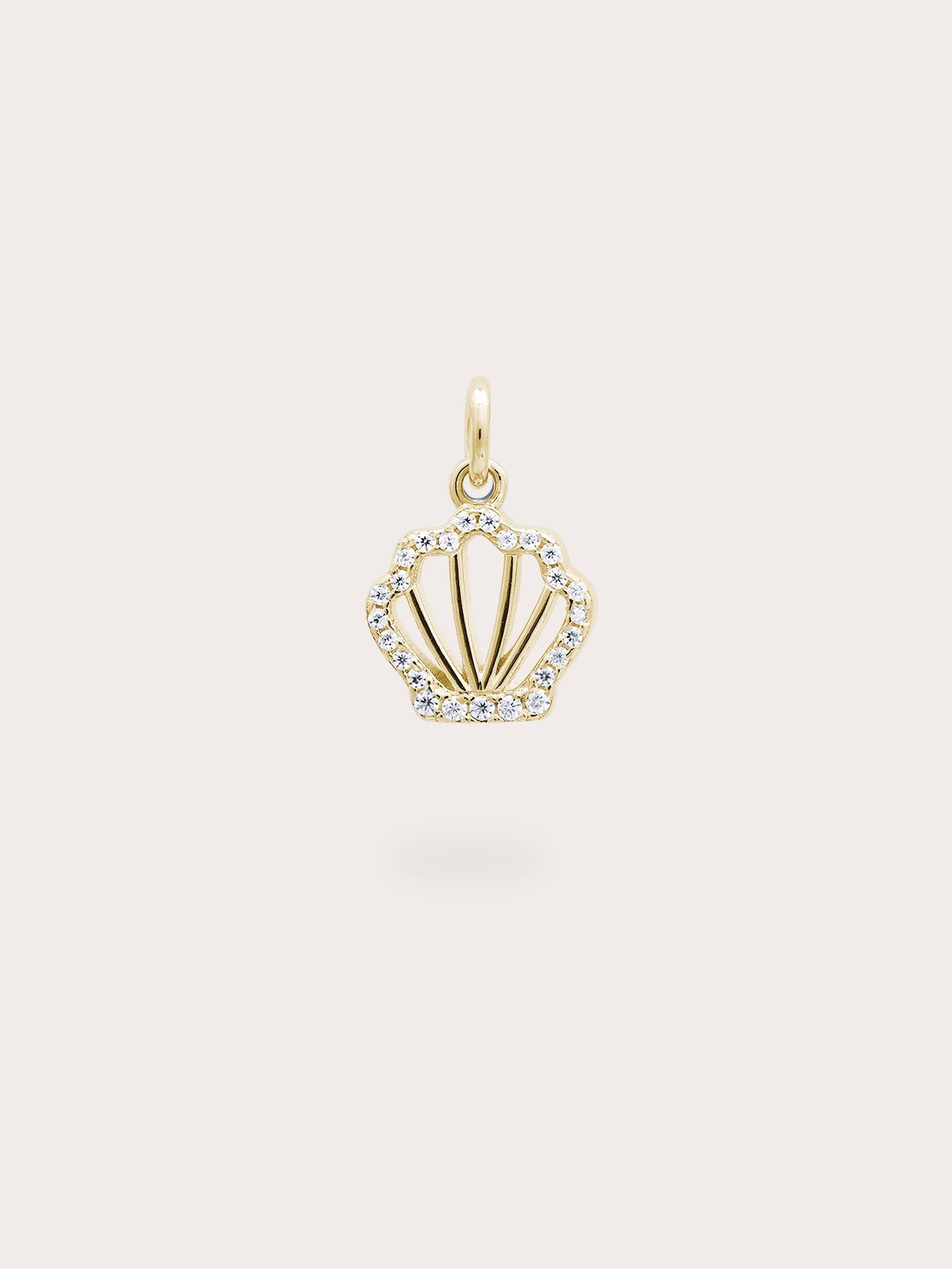 Cream Seashell Charm - Reversible Enamel Moissanite