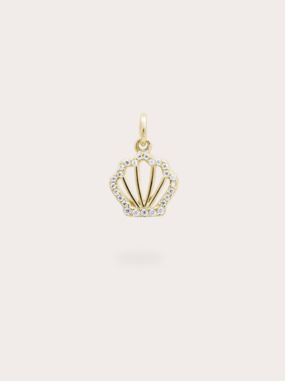 Cream Seashell Charm Reversible Enamel Moissanite 18K Gold (3) – Mondays Made Flower & Birthstone Jewelry Singapore