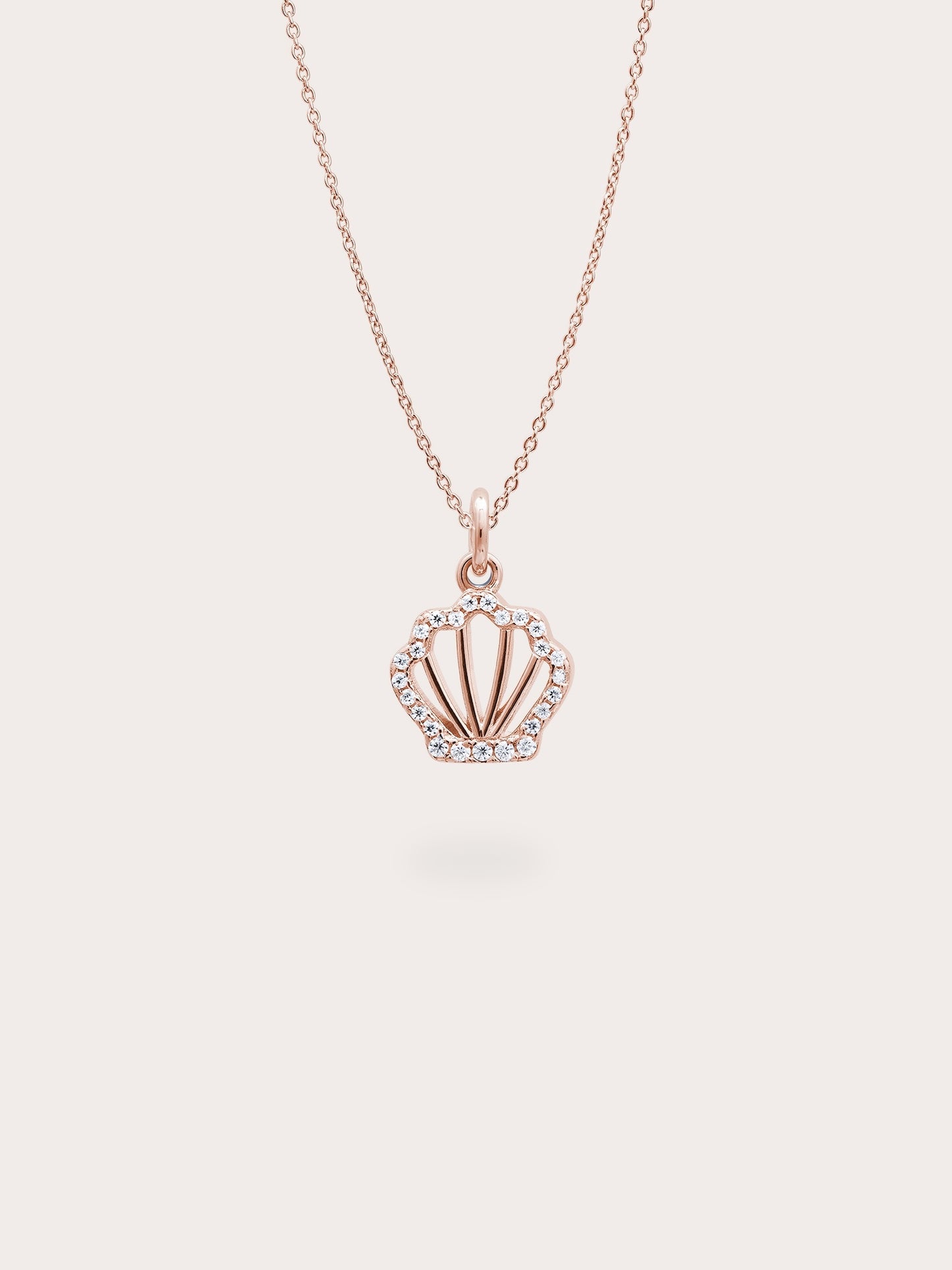 Cream Seashell Necklace - Reversible Enamel Moissanite