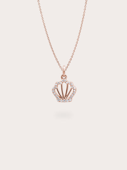 Cream Seashell Necklace Reversible Enamel Moissanite 18K Rose Gold (4) – Mondays Made Flower & Birthstone Jewelry Singapore