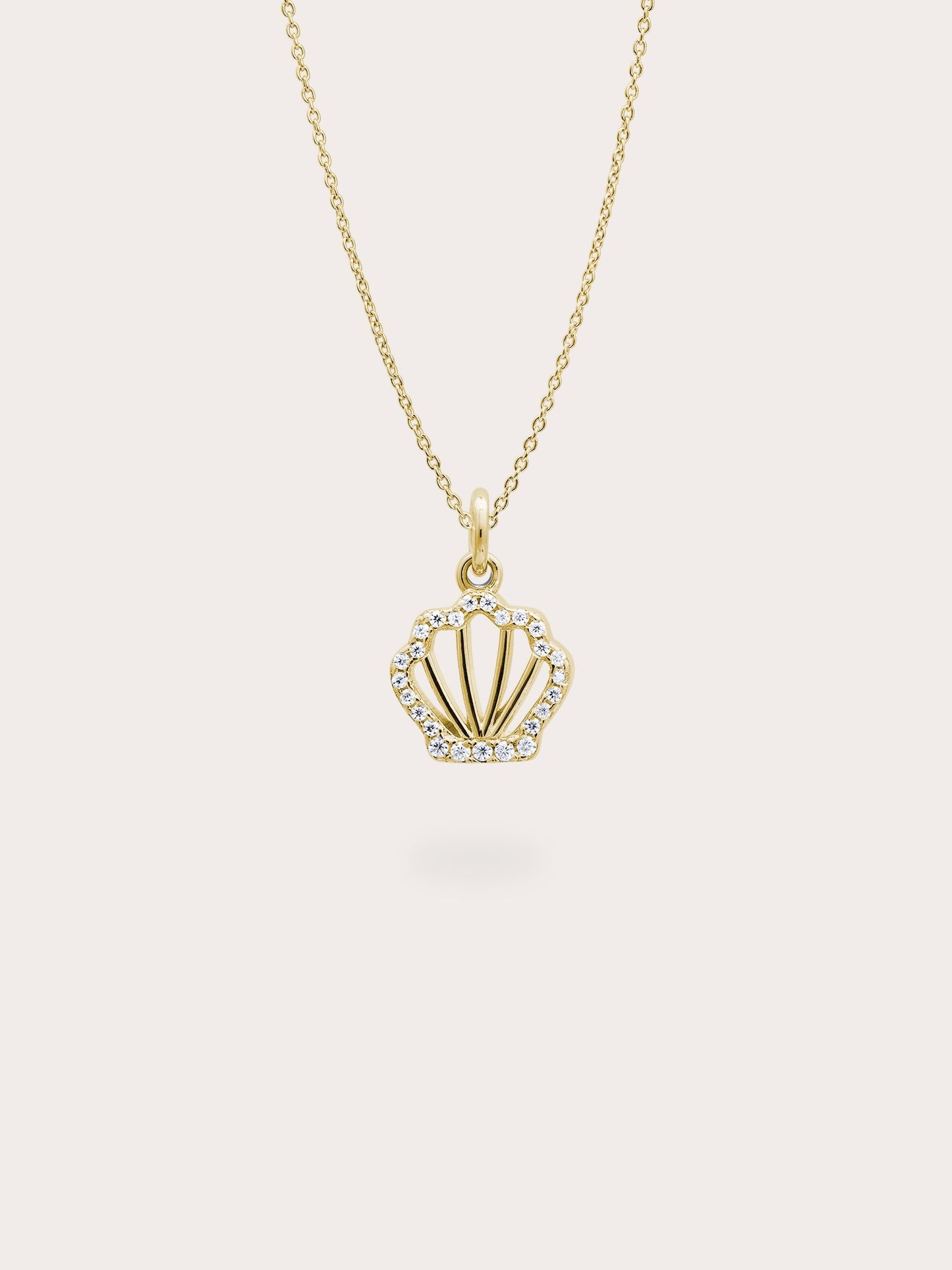 Cream Seashell Necklace - Reversible Enamel Moissanite