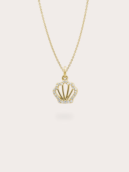 Cream Seashell Necklace Reversible Enamel Moissanite 18K Gold (5) – Mondays Made Flower & Birthstone Jewelry Singapore