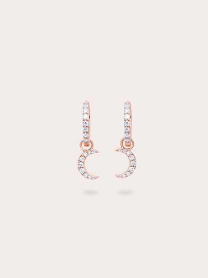 Crescent Moon Huggie Earrings Reversible 18K Rose Gold (2) – Mondays Made Flower & Birthstone Jewelry Singapore