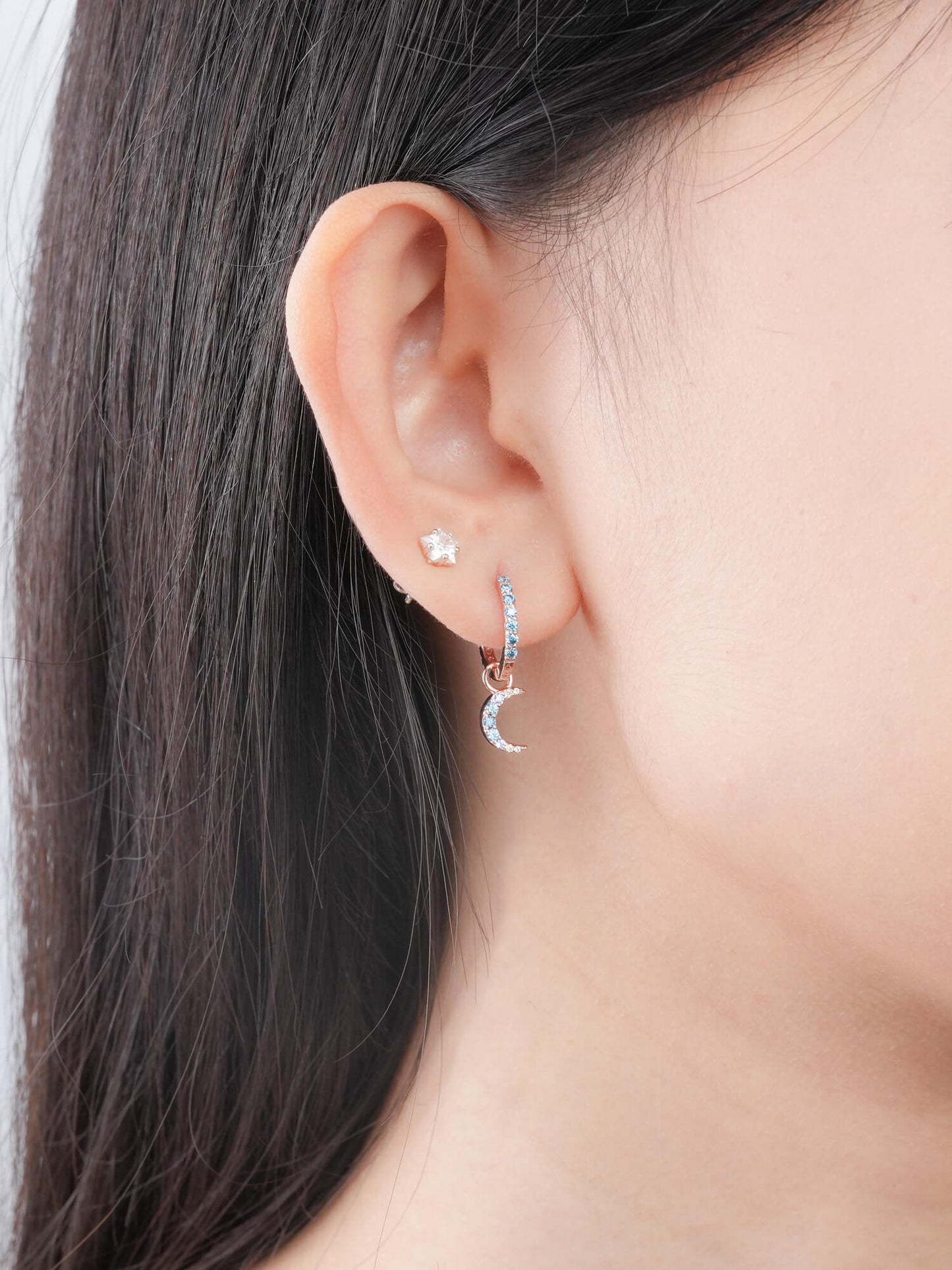 Crescent Moon Huggie Earrings  - Reversible