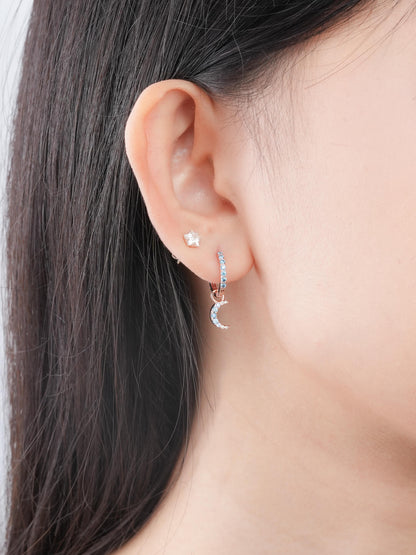 Crescent Moon Huggie Earrings Reversible 18K Rose Gold (4) – Mondays Made Flower & Birthstone Jewelry Singapore