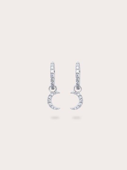 Crescent Moon Huggie Earrings Reversible S925 Silver Rhodium (2) – Mondays Made Flower & Birthstone Jewelry Singapore