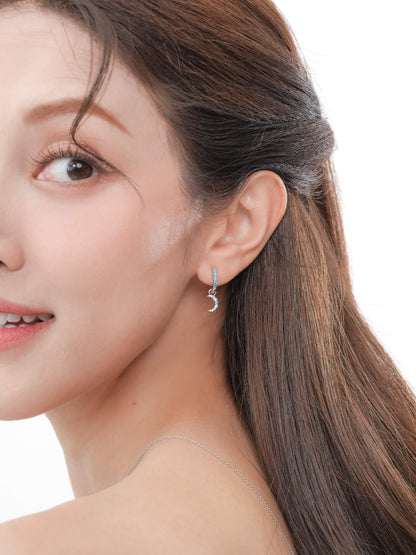 Crescent Moon Huggie Earrings Reversible S925 Silver Rhodium (4) – Mondays Made Flower & Birthstone Jewelry Singapore