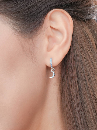 Crescent Moon Huggie Earrings Reversible S925 Silver Rhodium (5) – Mondays Made Flower & Birthstone Jewelry Singapore