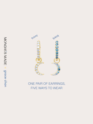Crescent Moon Huggie Earrings Reversible 18K Gold (1) – Mondays Made Flower & Birthstone Jewelry Singapore