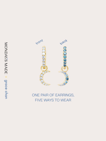 Crescent Moon Huggie Earrings Reversible 18K Gold (1) – Mondays Made Flower & Birthstone Jewelry Singapore