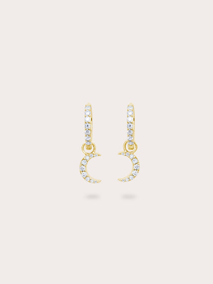 Crescent Moon Huggie Earrings Reversible 18K Gold (2) – Mondays Made Flower & Birthstone Jewelry Singapore