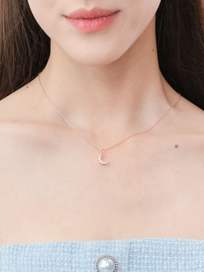 Crescent Moon Necklace Reversible 18K Rose Gold (2) – Mondays Made Flower & Birthstone Jewelry Singapore
