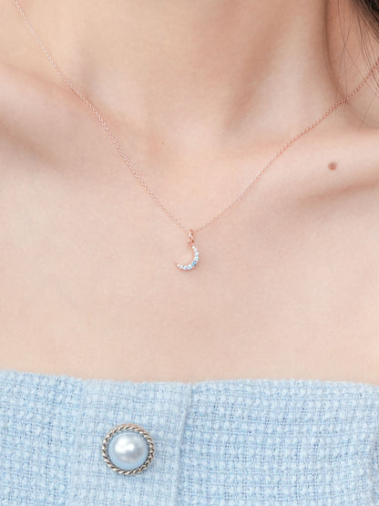 Crescent Moon Necklace Reversible 18K Rose Gold (4) – Mondays Made Flower & Birthstone Jewelry Singapore