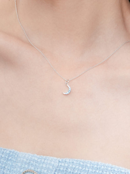 Crescent Moon Necklace Reversible S925 Silver Rhodium (2) – Mondays Made Flower & Birthstone Jewelry Singapore