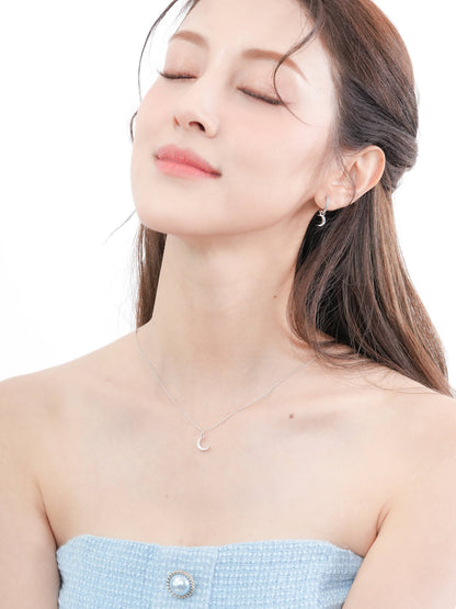 Crescent Moon Necklace Reversible S925 Silver Rhodium (3) – Mondays Made Flower & Birthstone Jewelry Singapore