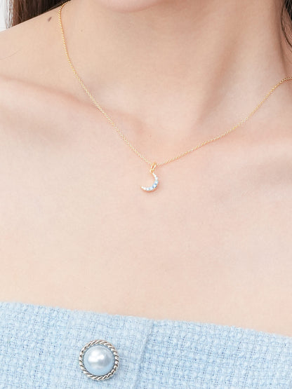 Crescent Moon Necklace Reversible 18K Gold (3) – Mondays Made Flower & Birthstone Jewelry Singapore