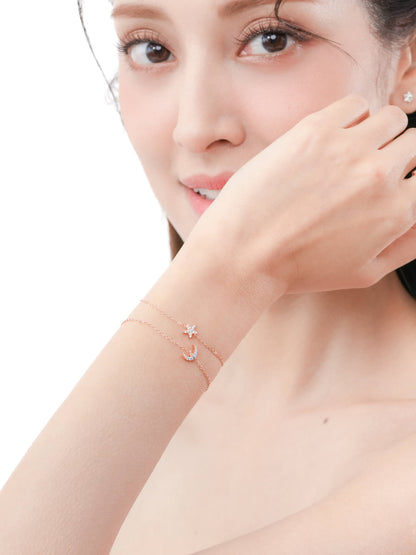 Crescent Moon Bracelet Reversible 18K Rose Gold (1) – Mondays Made Flower & Birthstone Jewelry Singapore