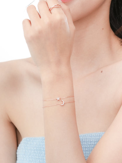 Crescent Moon Bracelet Reversible 18K Rose Gold (2) – Mondays Made Flower & Birthstone Jewelry Singapore