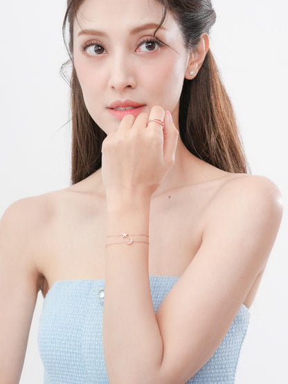 Crescent Moon Bracelet Reversible 18K Rose Gold (3) – Mondays Made Flower & Birthstone Jewelry Singapore