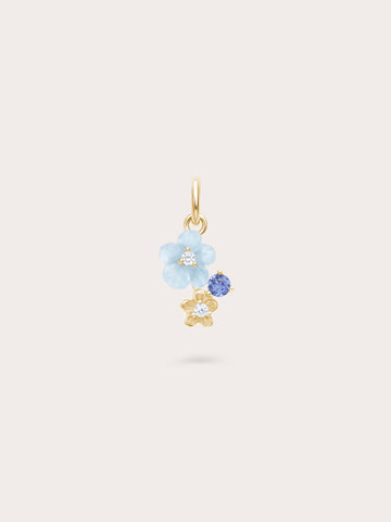 Dainty Blue Cluster Flower Charm 18K Gold (1) – Mondays Made Flower & Birthstone Jewelry Singapore
