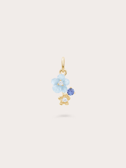 Dainty Blue Cluster Flower Charm 18K Gold (1) – Mondays Made Flower & Birthstone Jewelry Singapore