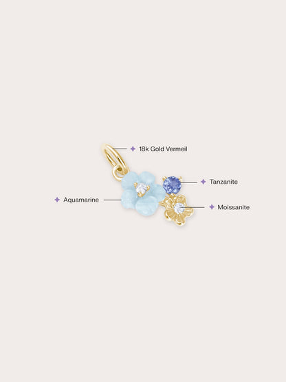Dainty Blue Cluster Flower Charm 18K Gold (2) – Mondays Made Flower & Birthstone Jewelry Singapore