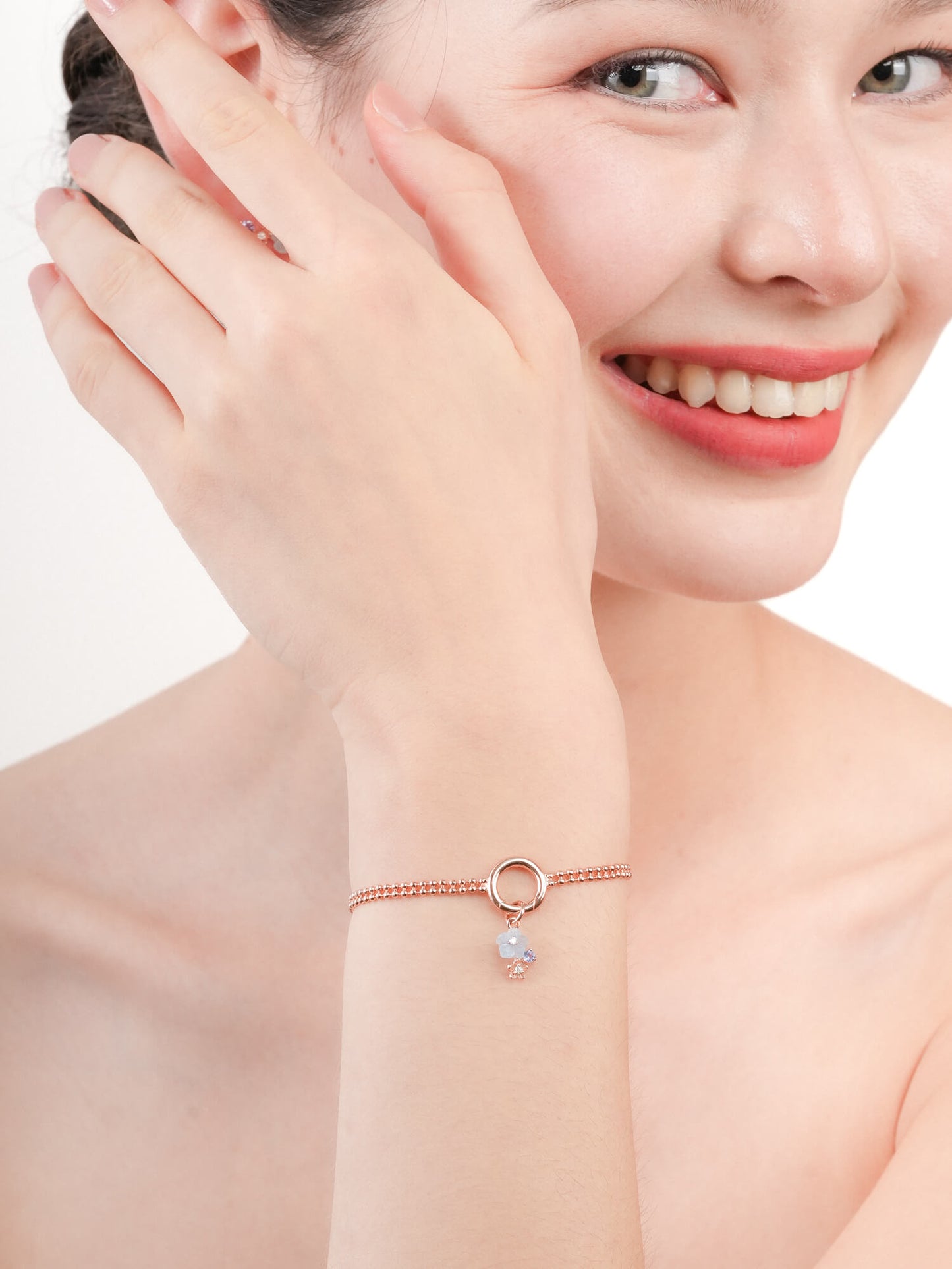 Dainty Blue Cluster Flower Charm – Aquamarine & Tanzanite