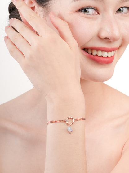Dainty Blue Cluster Flower Charm Aquamarine Tanzanite 18K Rose Gold – Mondays Made Flower & Birthstone Jewelry Singapore