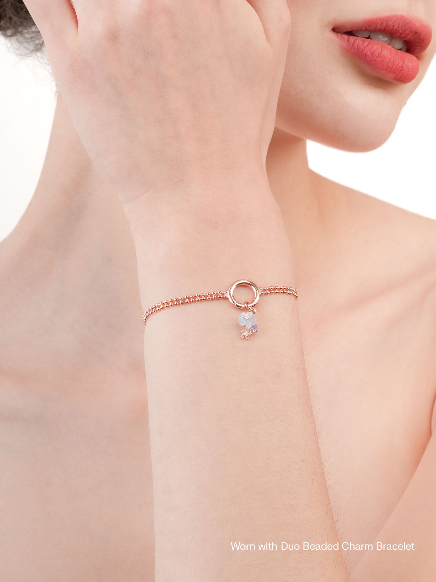 Dainty Blue Cluster Flower Charm – Aquamarine & Tanzanite