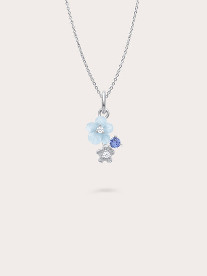 Dainty Blue Cluster Flower Necklace S925 Silver Rhodium – Mondays Made Flower & Birthstone Jewelry Singapore