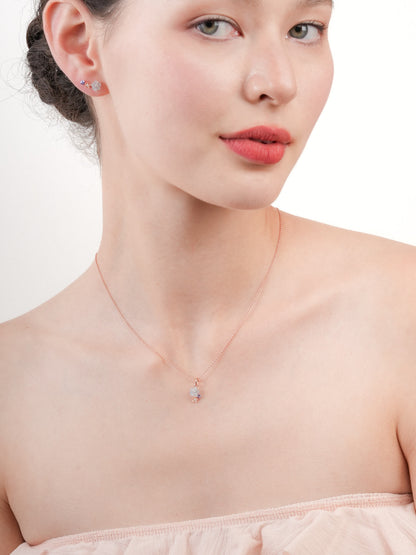 Dainty Blue Cluster Flower Pendant Necklace Aquamarine Tanzanite 18K Rose Gold (2) – Mondays Made Flower & Birthstone Jewelry Singapore